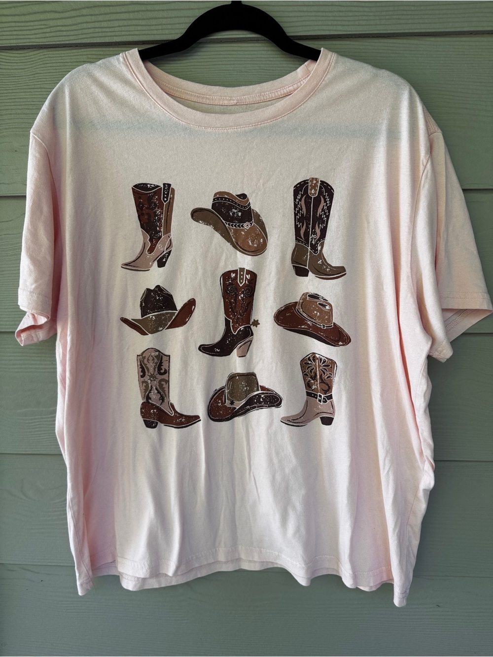 Western pink tshirt Cowboy Boot & Hat Graphic